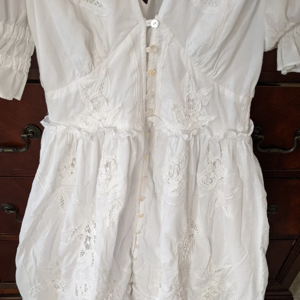 Cleobella White Eyelet V-Neck Midi Dress - Picture 7 of 16